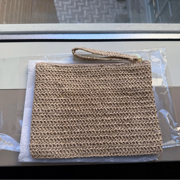Dior Beauty Raffia Tan Woven Clutch Embroidered Logo Bag With Box - Picture 2 of 5